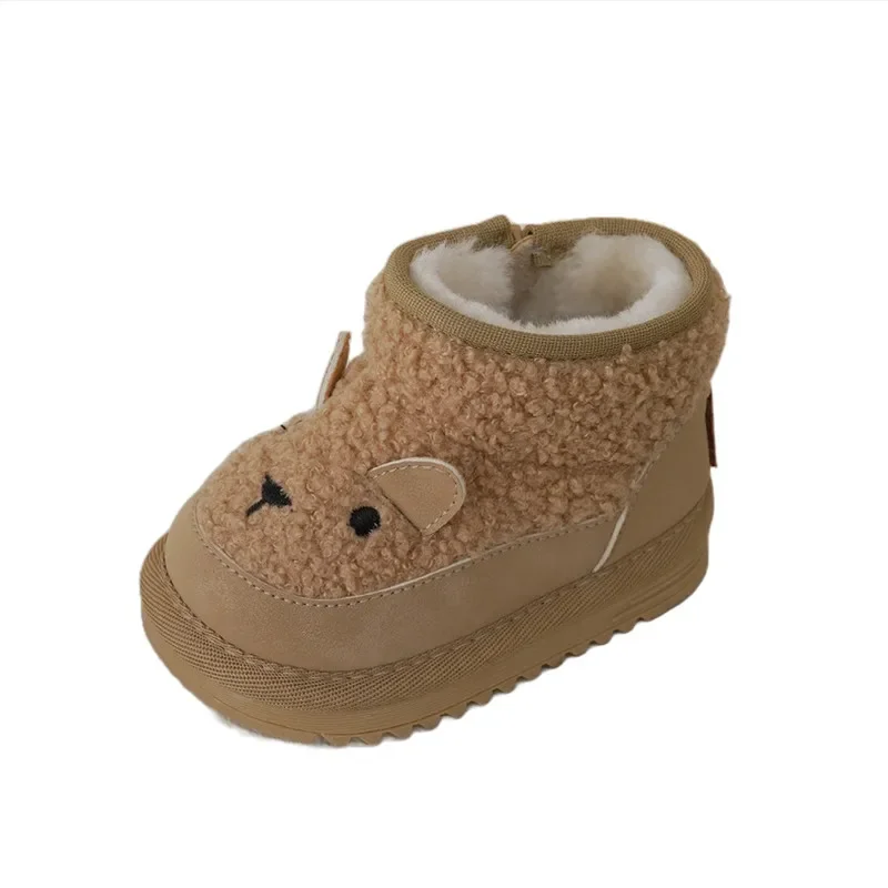 Ｗinter New Children Snow Boots Baby Soft Fleece Upper Warm Boots Boys Girls Cute Short Boots Infant Warm Shoes With Fur