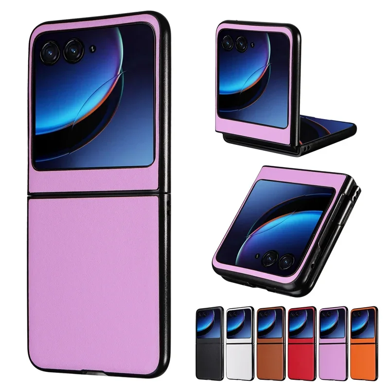 

For Motorola Moto Razr 40 Ultra Luxury PU Leather Solid Matte lambskin ShockProof Hand Cover For Moto Razr 40Ultra phone Bags