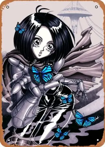 1e,Anime Poster Inspired figure poster metal tin sign Battle Angel Alita Wall Decor