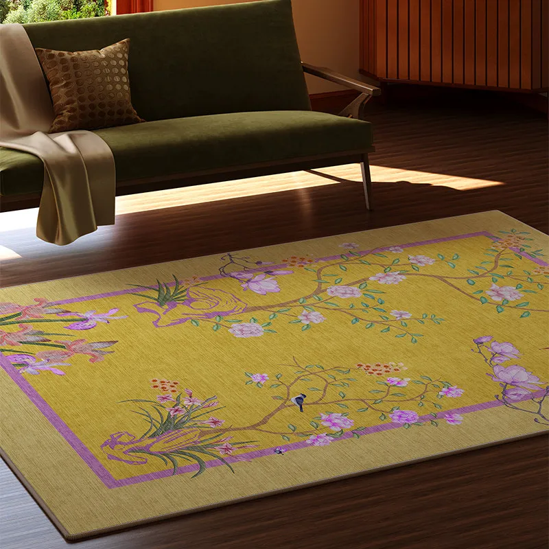 Retro Style Rugs for Bedroom Light Luxury Living Room Decoration Large Carpet Washable Bedside Floor Mat Anti-slip Cloakroom Rug