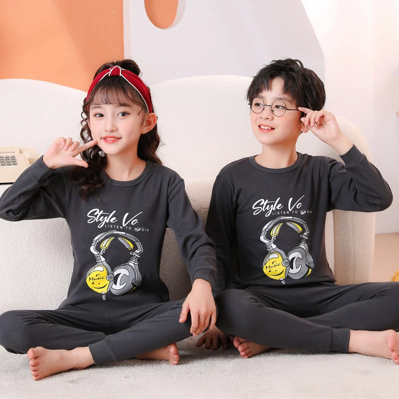 Teens Pajamas Long Sleeve 100% Cotton Pyjamas Big Kids Clothes Sets Children Boys Sleepwear Pajamas For Girls 6 8 10 12 14 Years