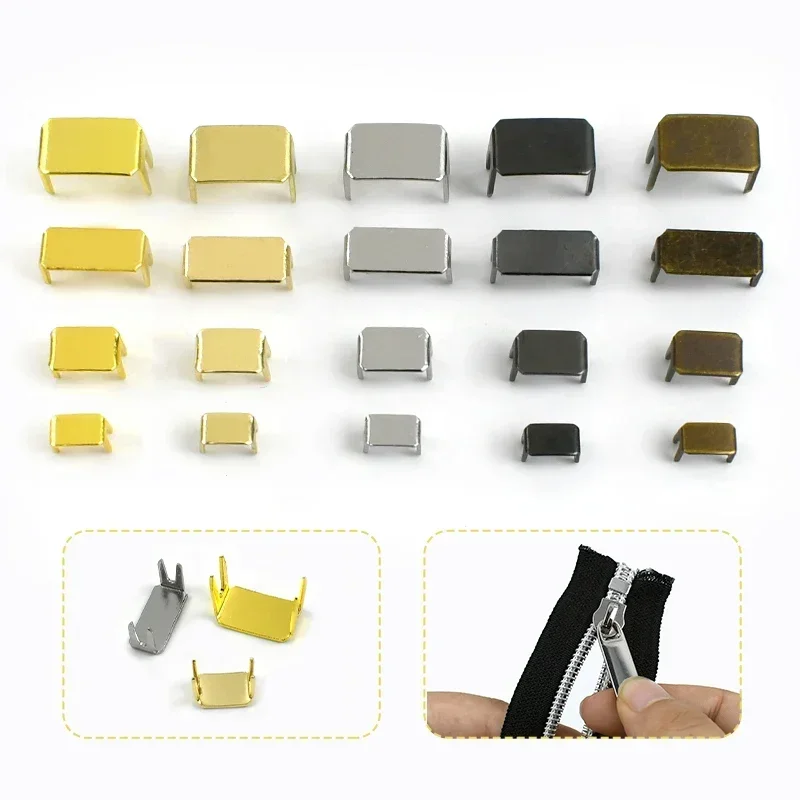 20-100Pcs 3# 5# 8# 10# Zipper Stopper for Nylon Zippers Non-slip Metal Zip Tail Stops Clothes Zips End Clip Buckle Ziper Repair