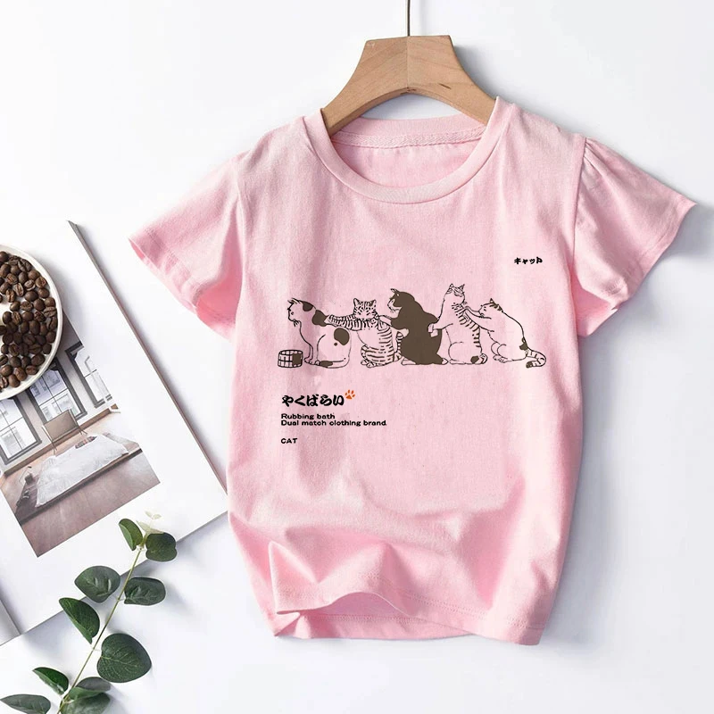 New Clothing Japanese Anime Kid T Shirt Cat Kawaii Manga Children T-shirt Kids Clothes Tshirt Tops Tee Boys Girls Tee Baby Tops