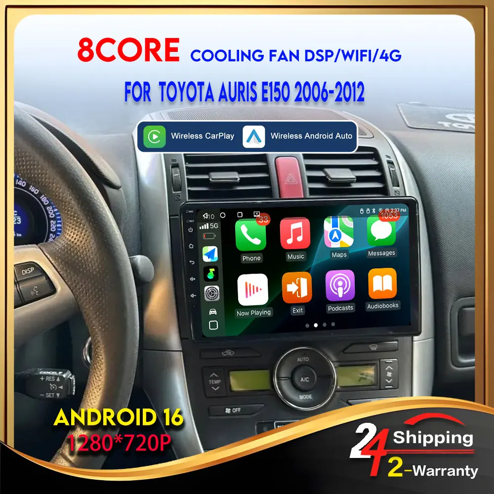 Carplay Android Auto Wireless For Toyota Auris E150 2006-2012 Multimedia Player Bluetooth Automotive Android 16 Player GPS WIFI