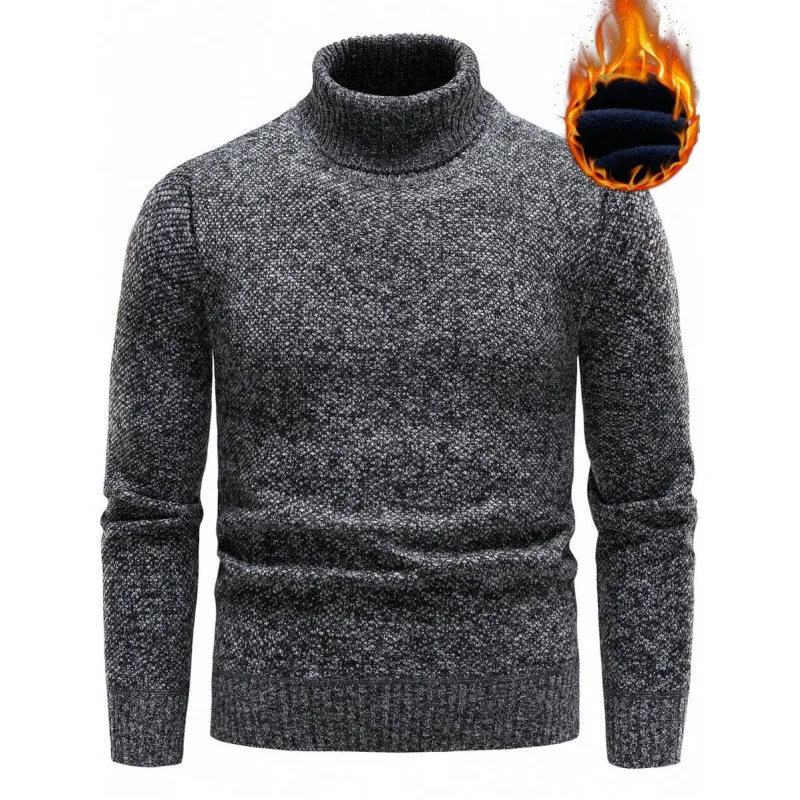 

High Collar Fleece Lined Sweater Women's Cashmere Knitwear Embroidered Detail Non-Shrinking Nine Sleeve Length