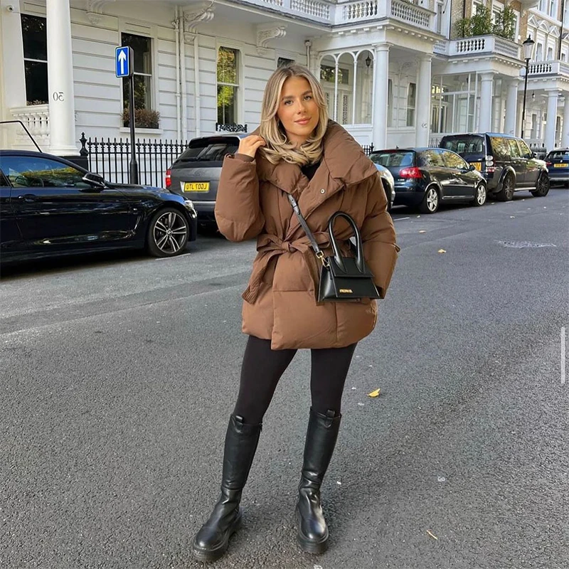 Women Solid Fashion Lapel Tie-up Cotton Coat Long Sleeved Waist Cinched Warm Loose Jacket Lady Casual Commute Winter Outwear 16 Sadb6777b58dd4f48aa1455306da1bfefV