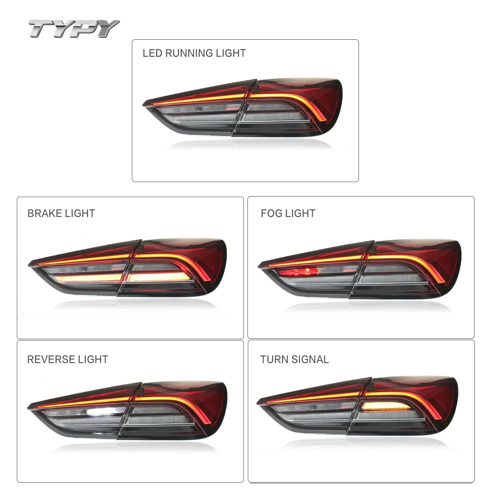 Conjunto de luces traseras LED mejoradas TYPY para Maserati Quattroporte 2013-2021, con luz de freno y señal de giro, accesorios de repuesto para automóviles.