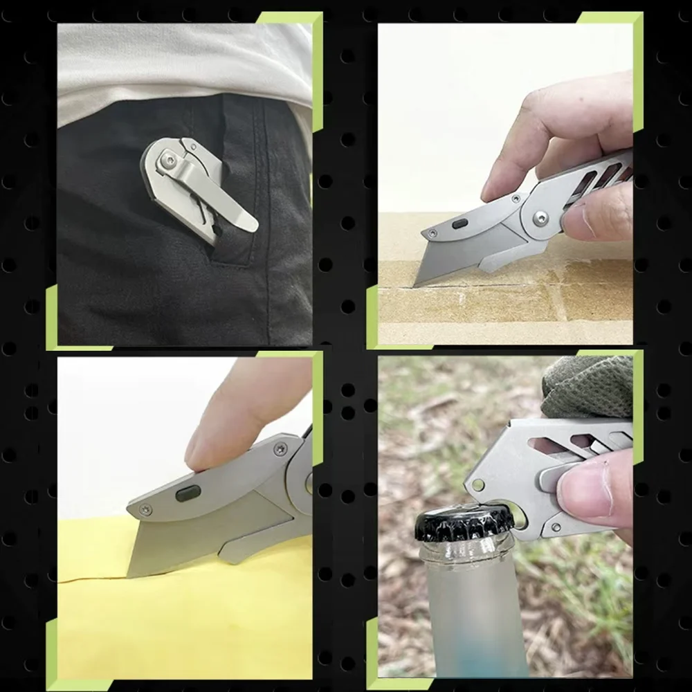 Stainless Steel Folding Utility Knife Sharp Pocket Knife With Back Splint EDC Survival Tool Corkscrew Replaceable SK5 Blade