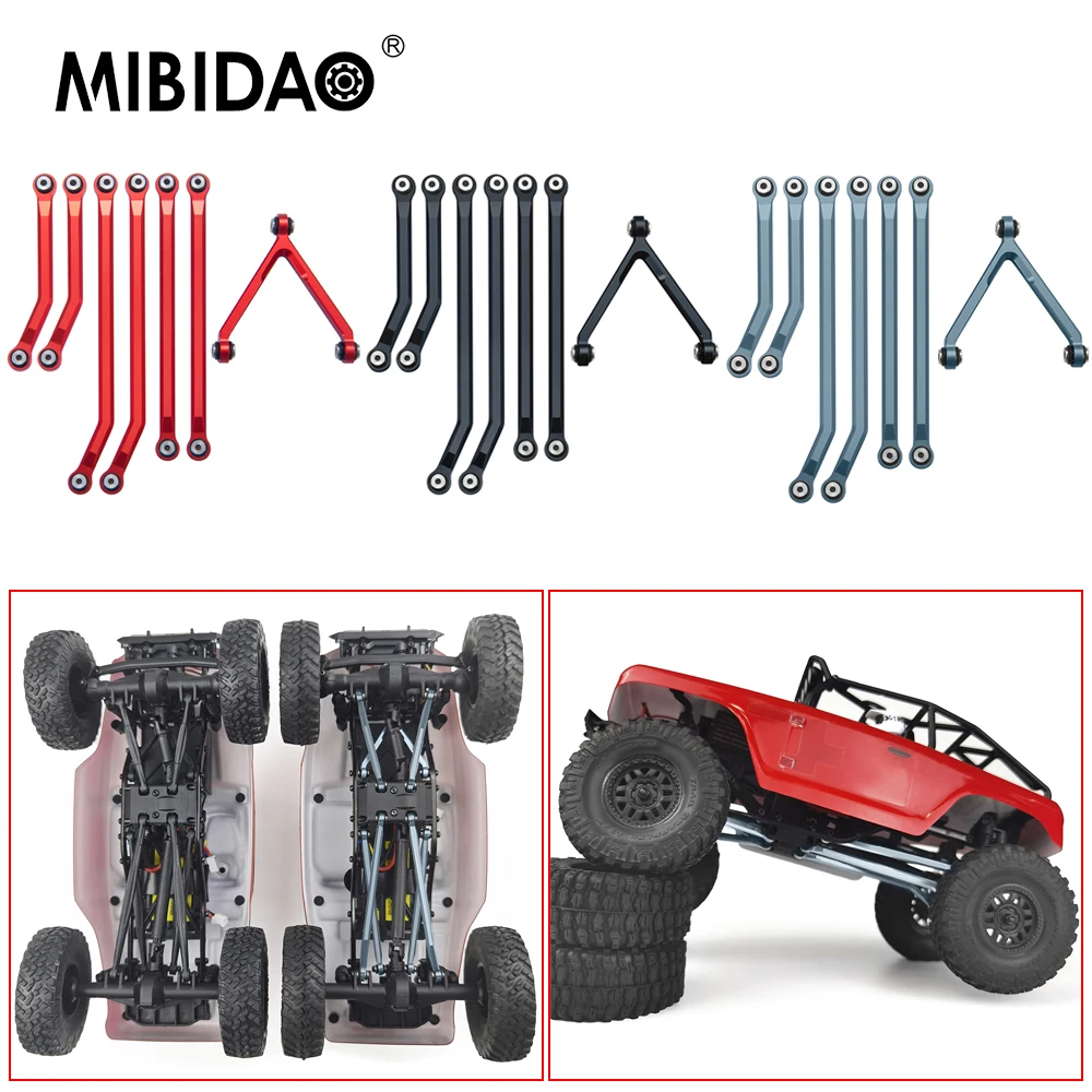 MIBIDAO Aluminum Alloy Heightened Link Rod Kit for Axial SCX24 90081 Deadbolt AXI00004 1/24 RC Crawler Car Model Upgrade Parts