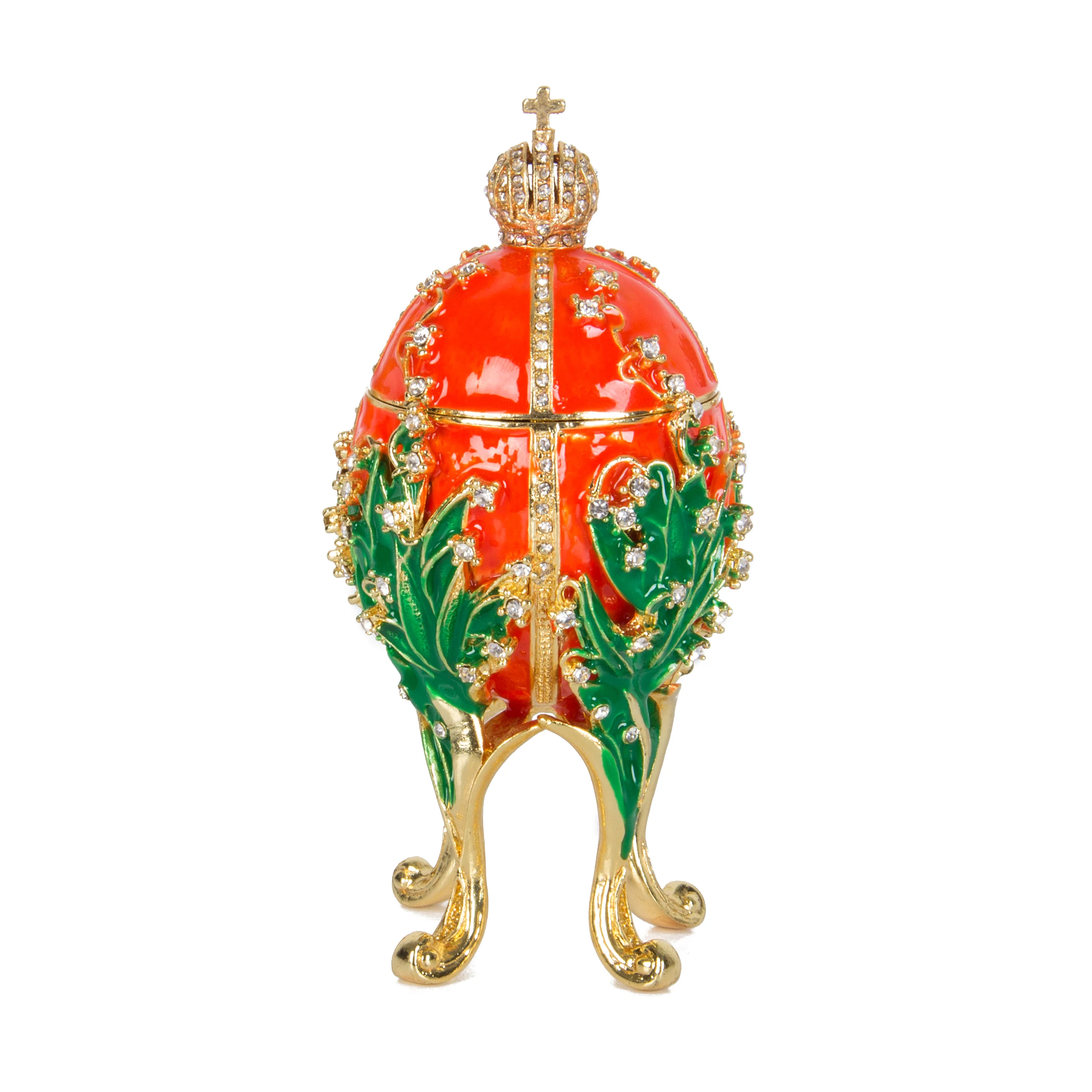 QIFU New Arrive Handicraft Metal Beautiful Faberge Egg for Trinket Box