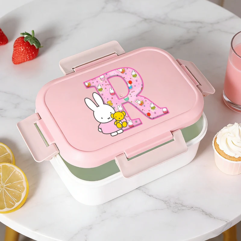 

Miffys Lunch Box for Kids New Kawaii Rabbit Letter A-Z Bento Girls School Picnic Food Storage Containers Children Gift Hot Sales