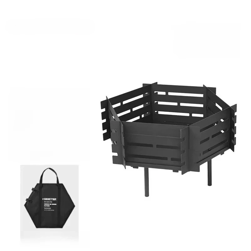 Camping Fire Pit Carbon Steel Heavy Duty Foldable Spark Screen Grill Camping Backpack Outdoor Picnic
