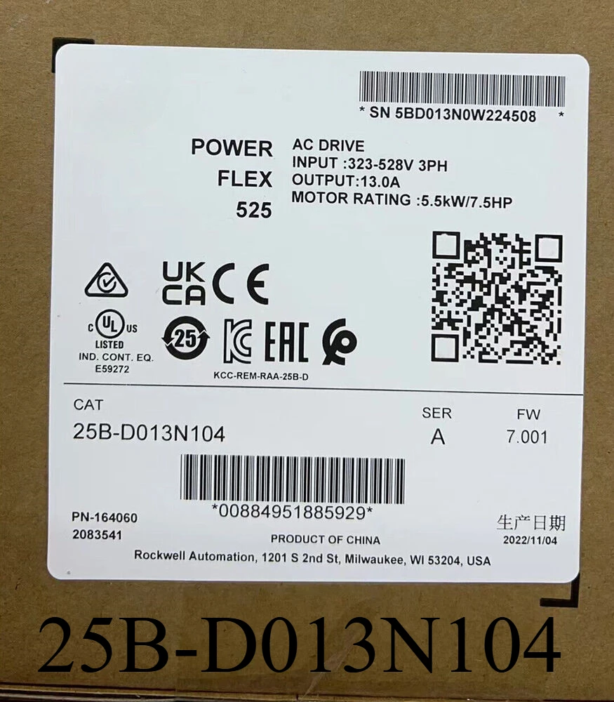 2022  525 AB 25B-D013N104 AC Drive 25BD013N104 New -