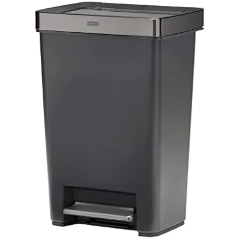 

Premier Series IV Step-On Trash Can for Home and Kitchen, with Stainless Steel Lid, 12.4 Gallon, Charcoal