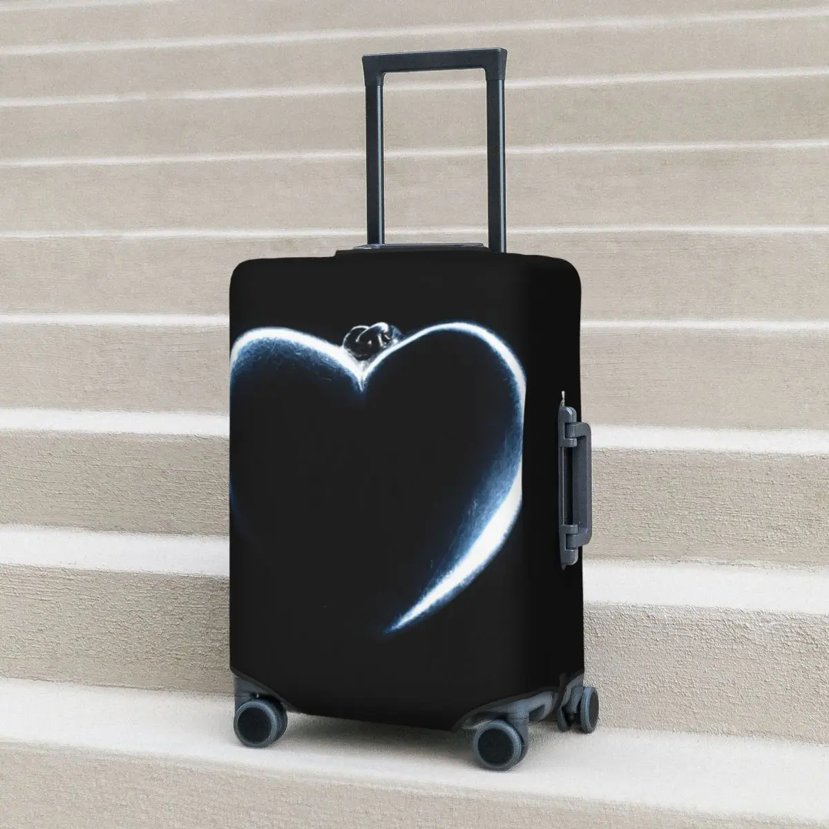 Silver Heart Pattern Suitcase Cover Creative Graphic Travel Protection Holiday Practical Luggage Accesories