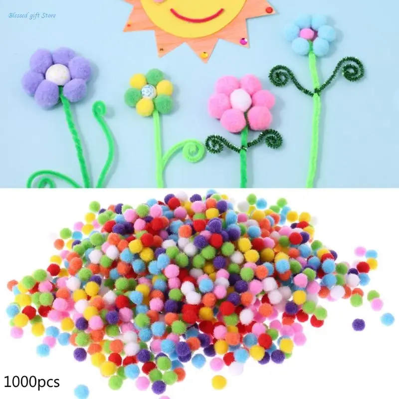 1000 pompones redondos suaves y esponjosos para manualidades, bolas colores mezclados, pompones 10mm para manualidades DIY