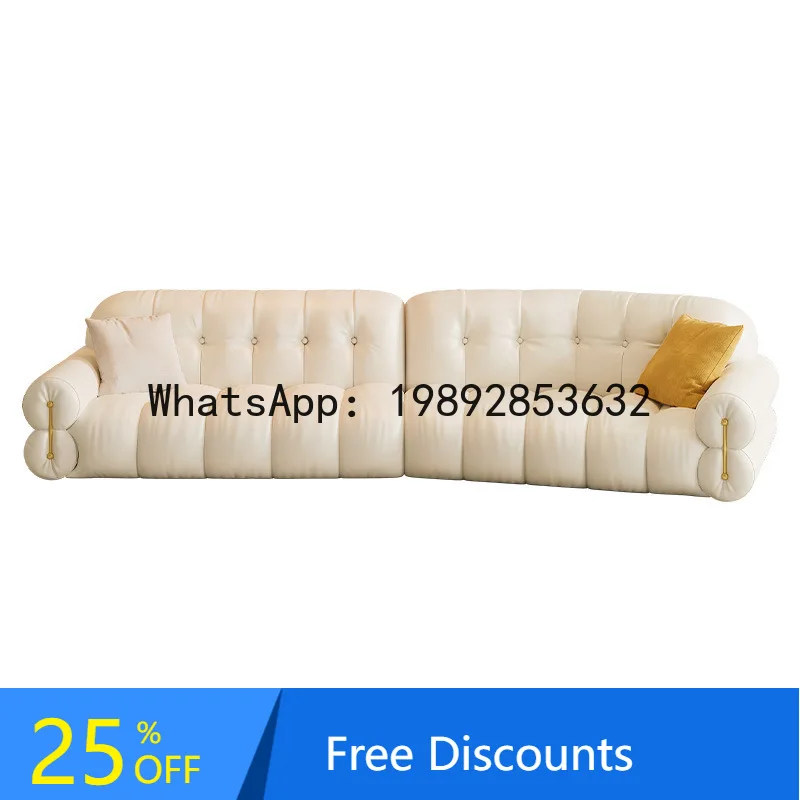 YFY French Cream Cloud Sofa Light Luxury Large and Small Apartment Corner Irregular Living Room Puff Genuine Leather Sofa