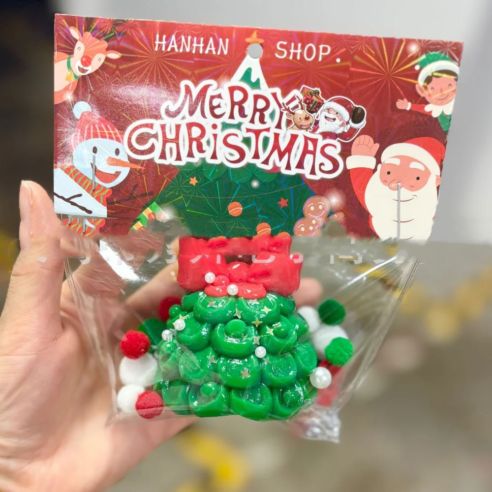 Bonito natal squeeze gato pata brinquedos árvore de natal pelúcia lento rebote brinquedo silicone tpr alívio do estresse brinquedos presentes
