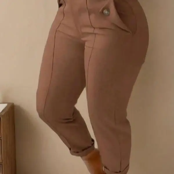 

Мужские повседневные брюки приталенного кроя, однотонные, на пуговицах, с высокой талией, прямые брюки, нейтральный Sle, другой материал, зимняя коллекция 00%