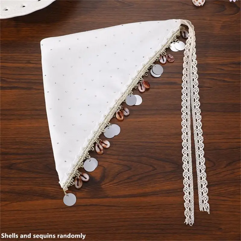 A52E Textured Head Scarf Band with Trim for Beach Vacation and Casual Styling