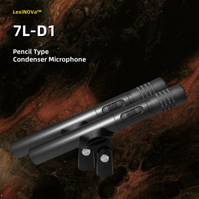 

7L-D1 New Black Pencil Condenser Microphone Professional Instrument Mic with Switch& Shockproof Clip For Performance Recording