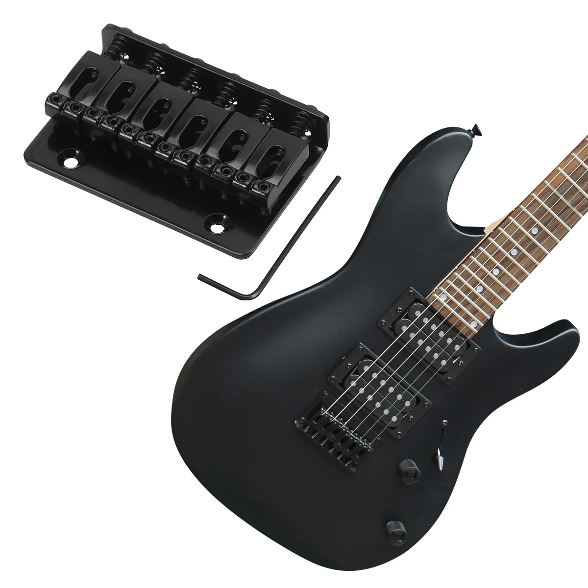 

1pcs Electric Guitar Bridge Plate 65Mm Fixed Saddle Steel Black Top Load Adjustable Intonation Guitar Parts Accessories