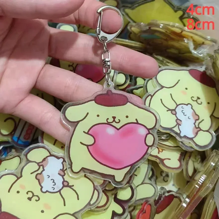 4/8CM MINISO Anime HelloKitty trasparente Cinnamoroll foglio acrilico materiale Kuromi perforato cartone animato adesivi fai da te parte pendente