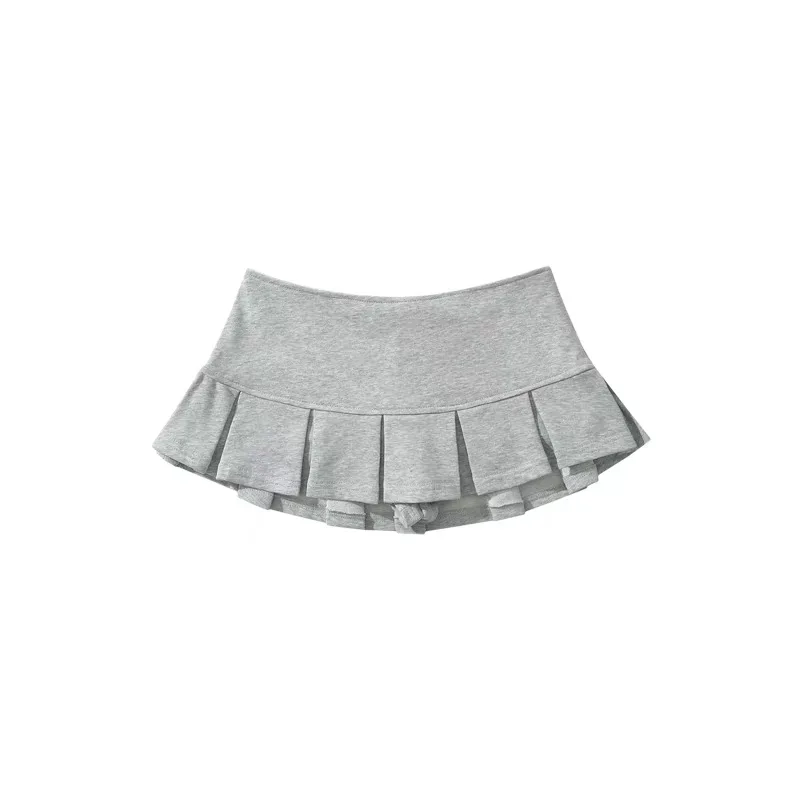 Gray sweater skirt pleated skirt slim summer new college American small hot girl casual skirt women