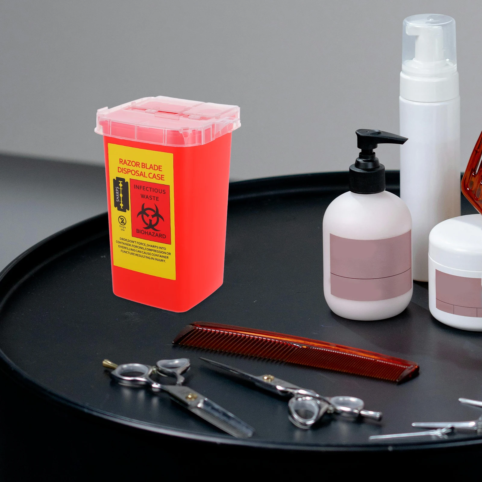 Disposable Blade Recycling Box for Barbershop Hair Salon Shaving Razor Blade Disposal Container Plastic Case Mini Red