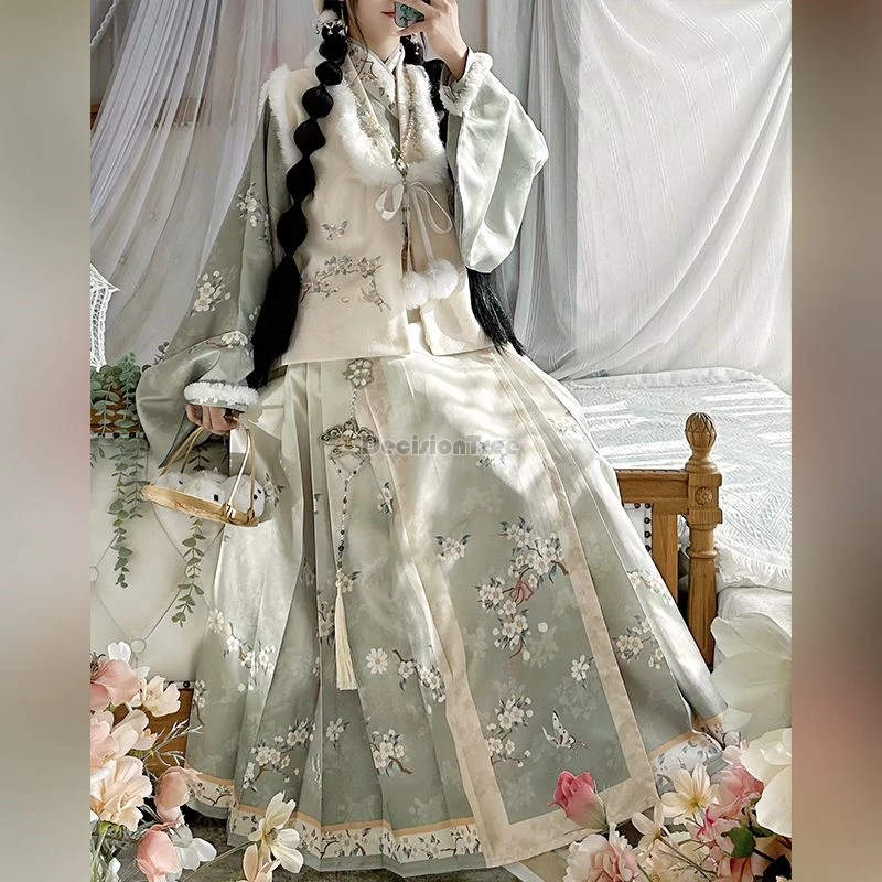 2024 fairy lively chinese ming made hanfu winter outdoor travel photography cotton hanfu classical gentle literature art suit