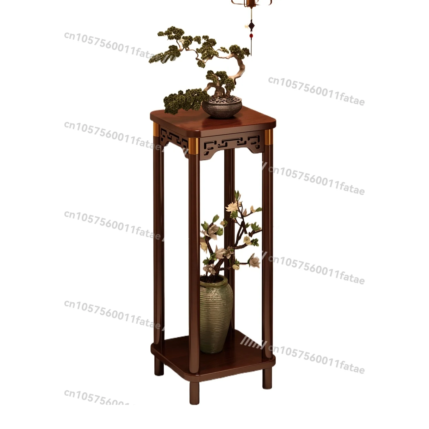 Flower Rack Living Room Floor-to-ceiling Solid Wood Flower Table New Chinese Flower Pot Stand Tea Room Atmosphere Layout