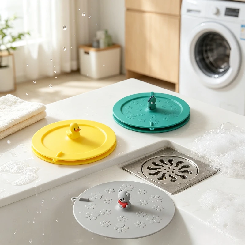 PVC Floor Drain Cover Anti Odor Seal Sticker Round Waterproof Toilet Sink Sewer Smell Proof Plug for Kitchen Bathroom Trap
