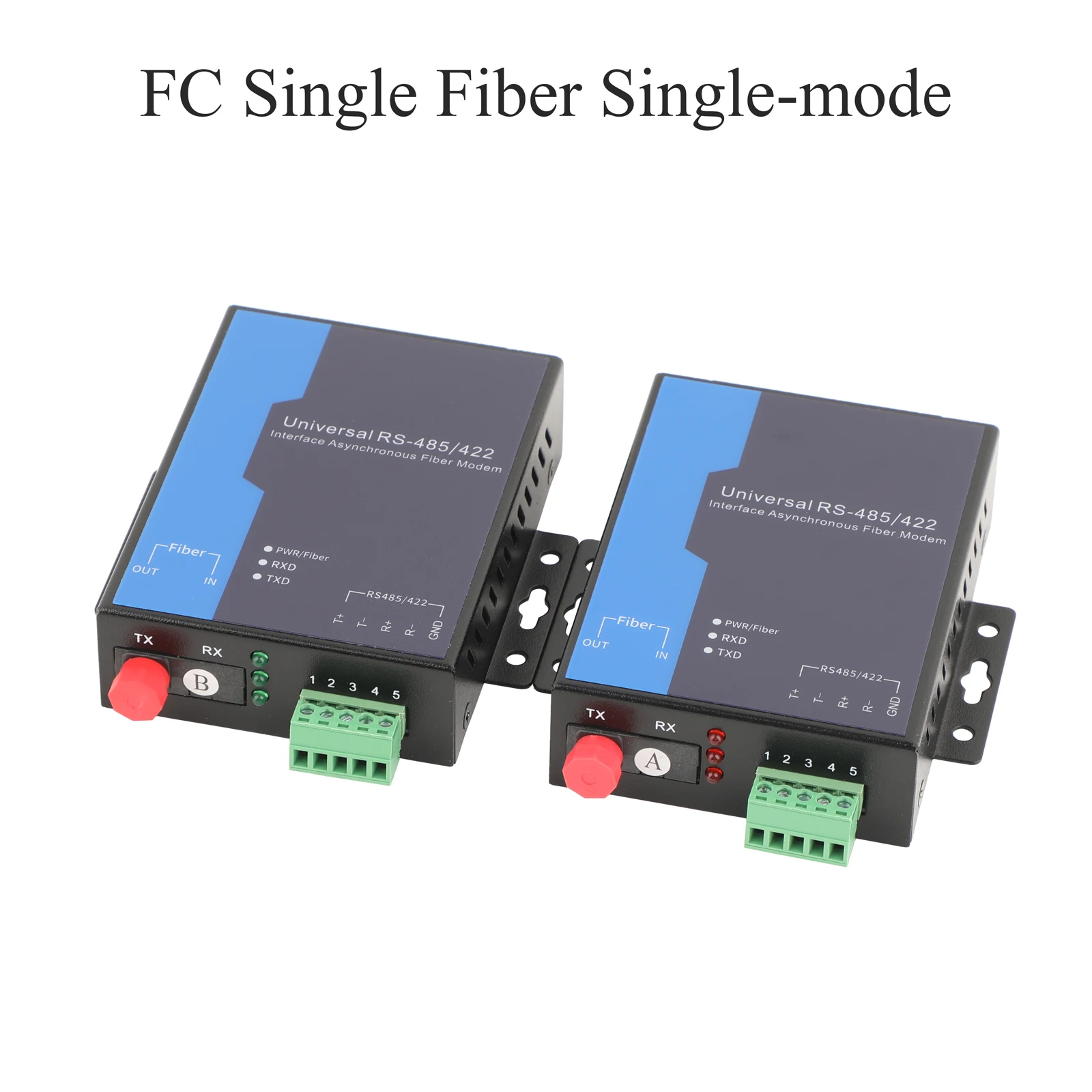 1 Pair RS485 1-Way Bidirectional Optical Transceiver SC/FC Single-Mode Single-Fiber/Multi-Mode Double-Fiber Converter US/EU Plug