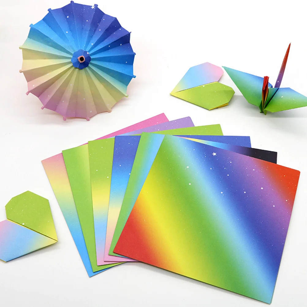 กระดาษพับโอริกามิสองด้านสีสันสดใส 174 ชิ้น รูปทรงสี่เหลี่ยมจัตุรัส สีไล่ระดับ สำหรับงานประดิษฐ์สร้างสรรค์ ฝึกฝนทักษะสำหรับเด็ก
