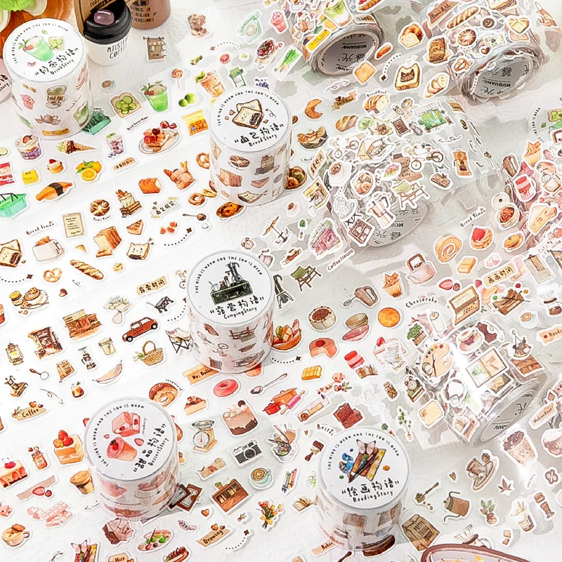 Mr. Paper KPOP Cute Masking Tape 200cm/roll Kawaii Cartoon Food Cutting Model Tape Home Handbooks DIY Decorative Gifts