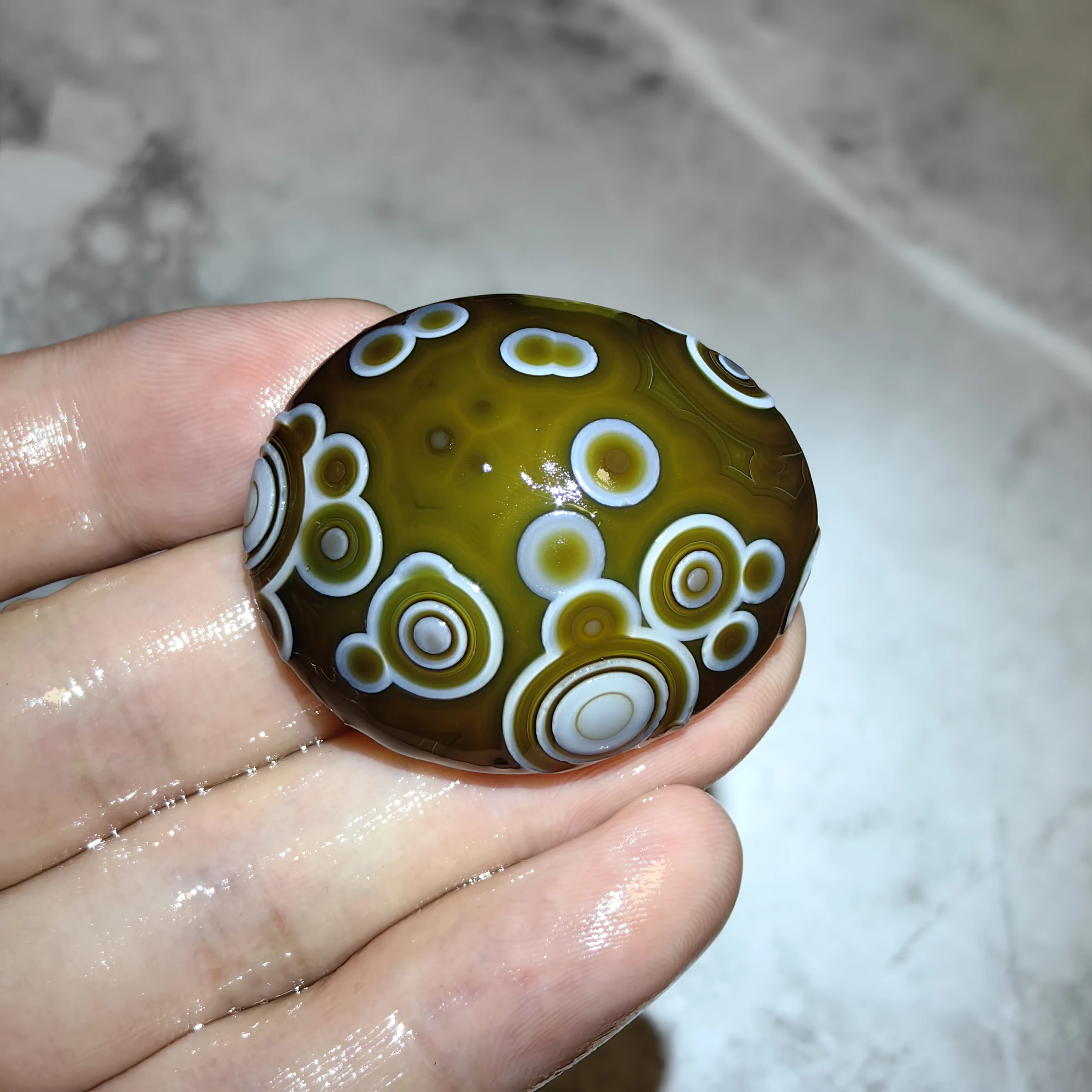 Pure Natural Wishing Divine Eye Agate Rough Stone Rare Precious Palm Stones Good Luck, Attract Wealth, Meditation Stress Relief
