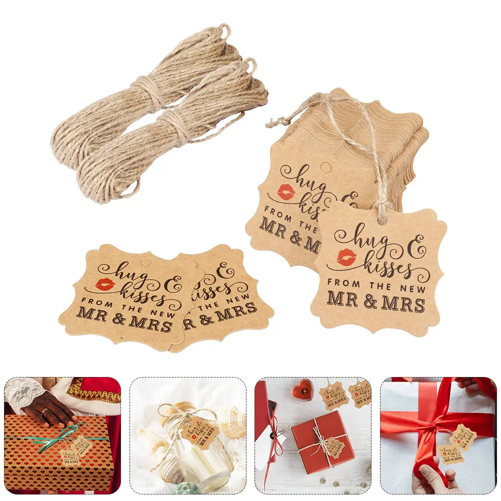 

100Pcs Kraft Paper Gift Tags Hanging Decor Labels for Wedding Birthday Party Baking Shop DIY Craft Decoration Packaging Tags