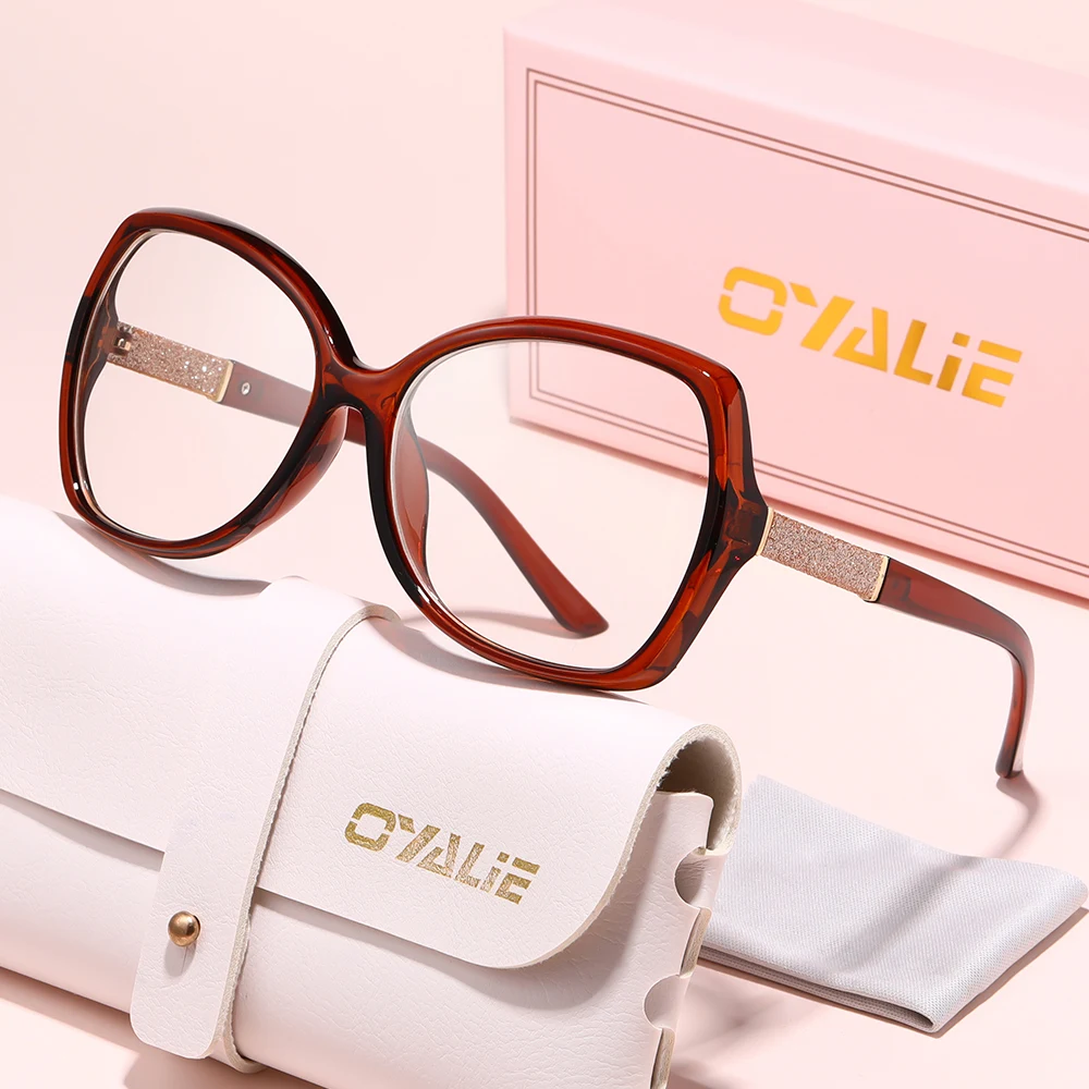 Oyalie Large Frame Glitter Temple Glasses, Available in 5 Colors, Combining Fashion and Practicality