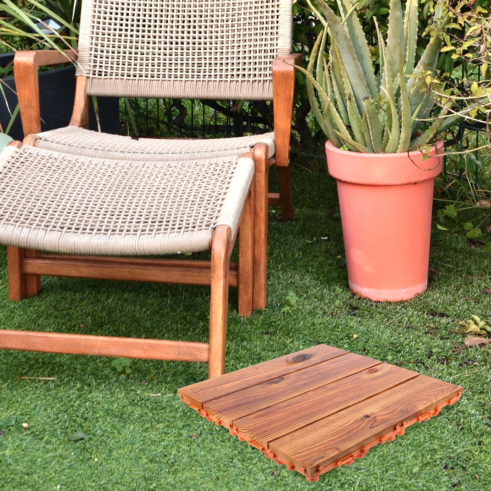 

WaterproofWooden Floor 30x30cm Thick 2.4cm Durable Outdoor Balcony Tiles Decking Garden Patio Flooring Interlocking Tile