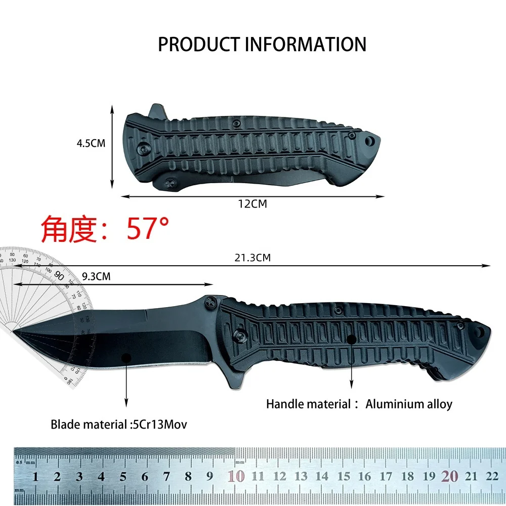 Tactical Black Pocket Folding Knife 5Cr13Mov Blade Aluminum Alloy Handle Outdoor Hunting Camping Knives Jungle Survival EDC Tool