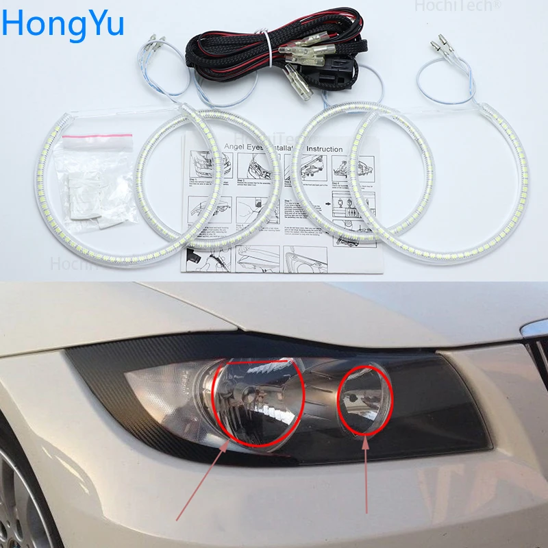 

Smd Led Angel Eyes Kit Отличное ультра яркое освещение DRL для BMW 3 серии E90 2005 2006 2007 2008 Галогенная фара