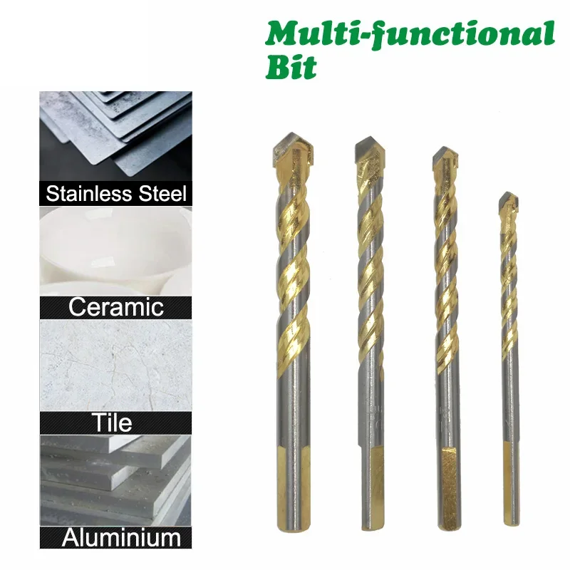 4PCS/Set 6 8 10 12mm Multi-functional Glass Drill Bit Triangle Bits For Ceramic Tile Concrete Brick Metal Stainless Steel Wood