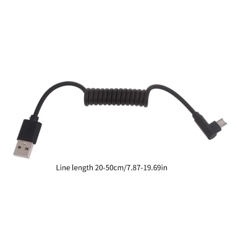 W89C 60W Fast Charging Cable Spring Coiled USB A to Micro USB Cord 480Mbps Data Cord