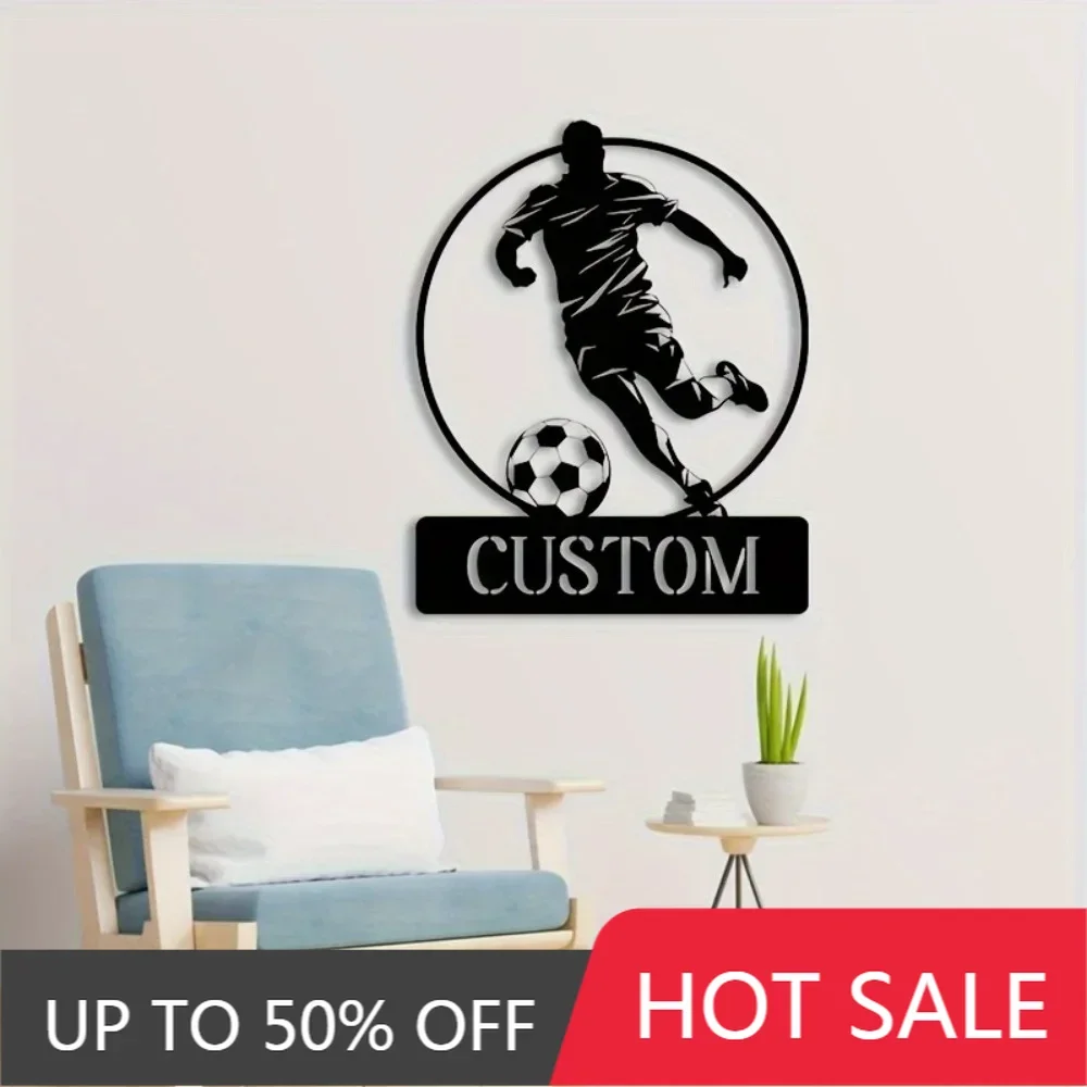 

Custom Iron Wall Art 1pc Exclusive Tailored Football Player Metal Wall Decor Personalized Name Matte Reusable Round for Home Off