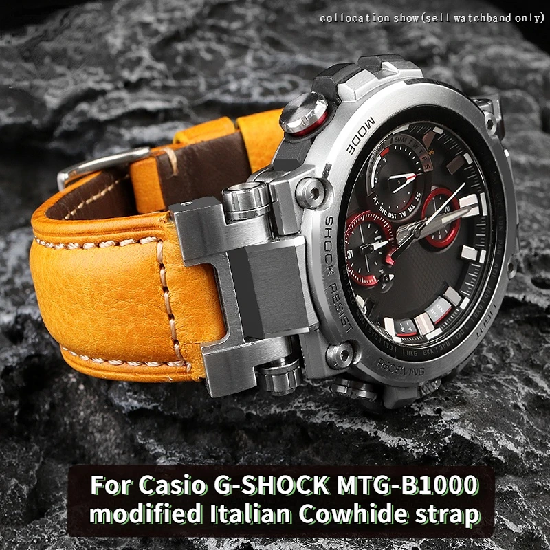 For Casio G-SHOCK Italy Cowhide Strap MTG-B1000 MTG-G1000 Modified 24mm High quality Genuine leather Men\'s watchband accessories