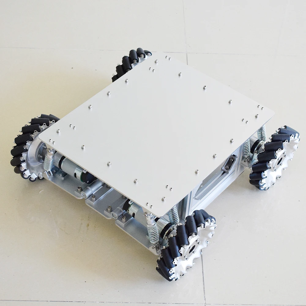 Kit de châssis de voiture Robot Mecanum 4WD, Absorption des chocs métalliques, charge 40KG-60KG, pour Arduino avec encodeur 24V, contrôle de vitesse du moteur