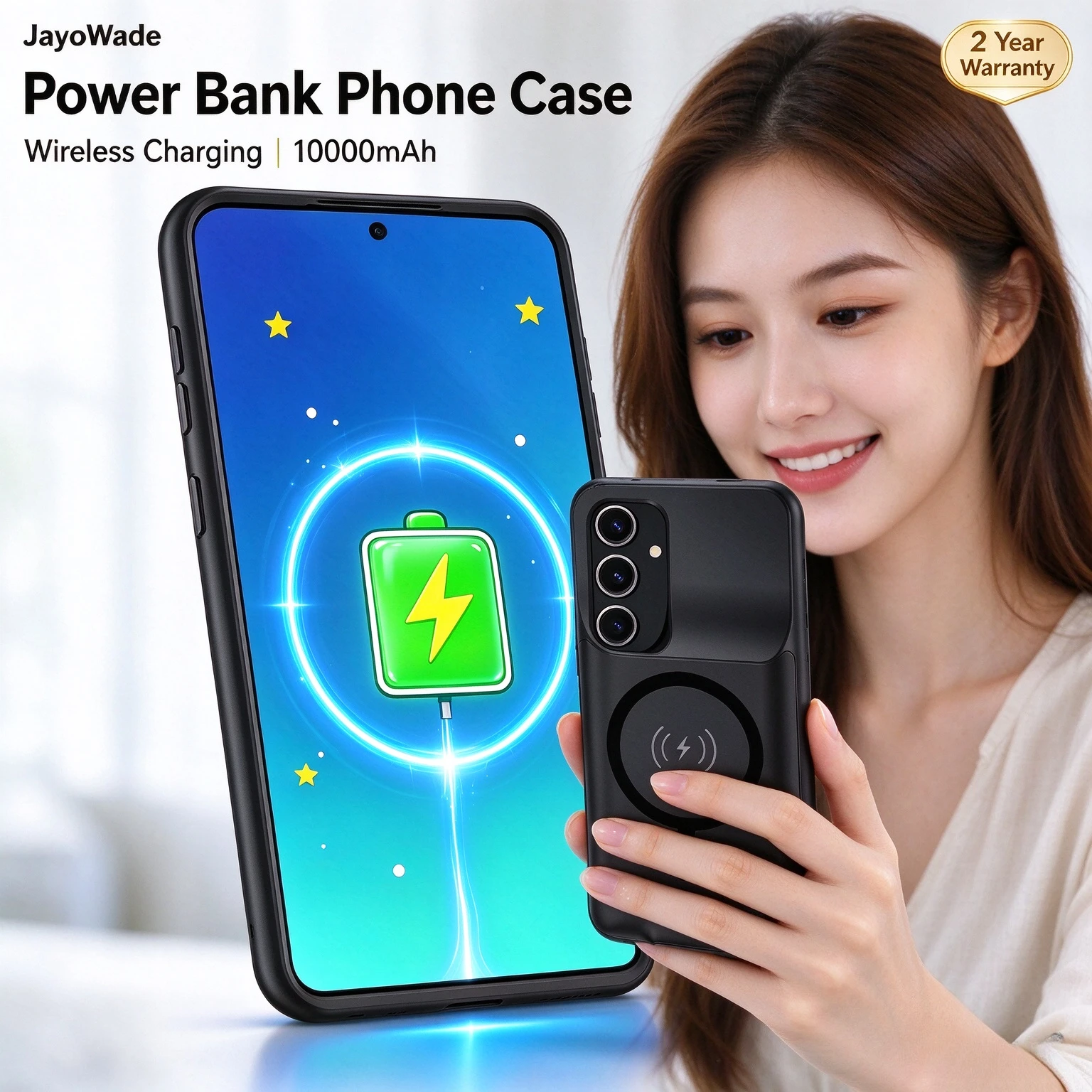 10000Mah New Wireless Charger Power Bank for Samsung Galaxy A36 A56 A54 A35 A55 A16 A15 A34 S25 S26 S24 S23 Ultra Battery Case