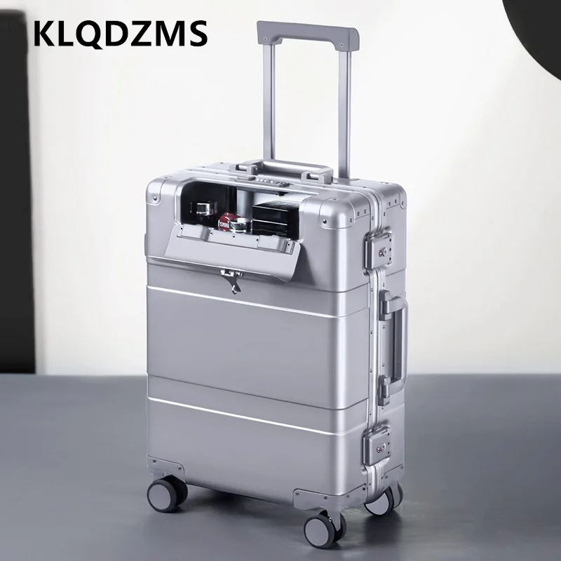 KLQDZMS Новый 20 "24" 28-дюймовый чемодан, полностью алюминиево-магниевый сплав, посадочный ящик, большая вместимость, деловой чемодан на колесиках, чемодан