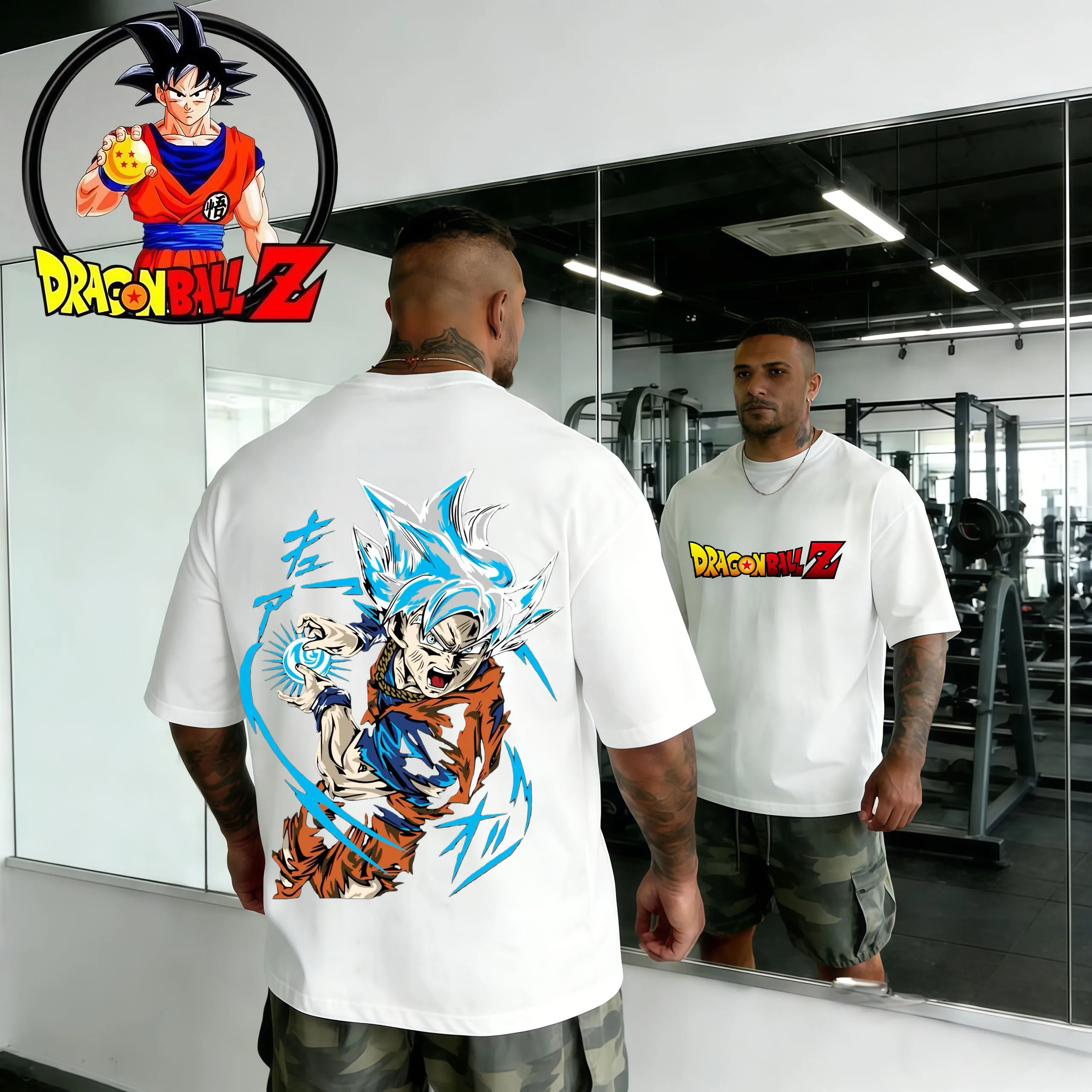 2026 Summer Dragon Ball  Retro Gym Men's Printed T-Shirt 100% Cotton Oversized Fitness Workout Big Guy Retro Casual Unisex Tee view 2