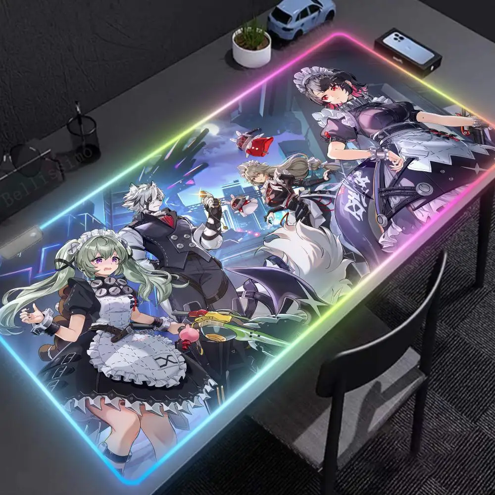 Zero Zones Shark Sister Kawaii Mouse Pad RGB Non-Slip Gaming mats Rubber Desk mats Desk Gifts for boys Edge locking Luminescence